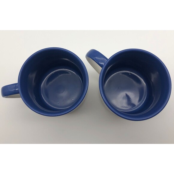 VINTAGE White Castle Coffee Cup Mug Blue White Set of 2 Ceramic Restaurant - Picture 4 of 5